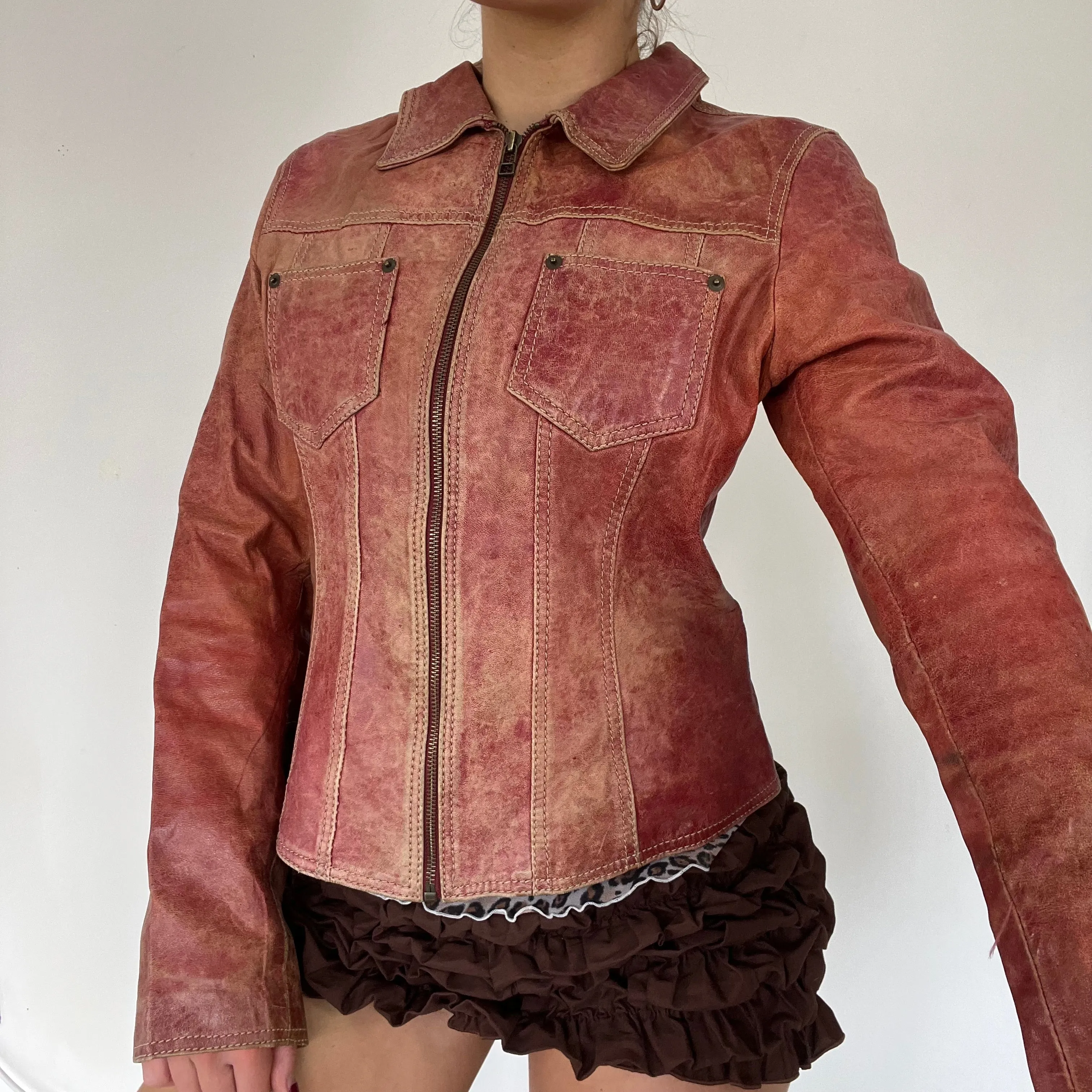 90s real leather jacket - Size S/M