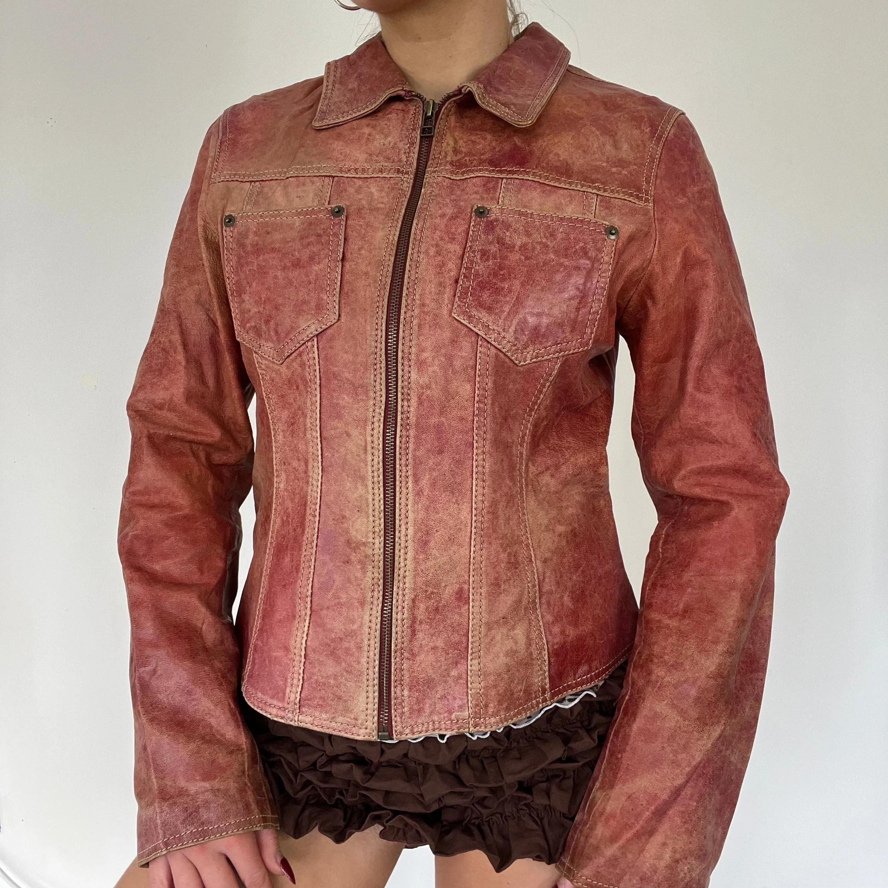 90s real leather jacket - Size S/M