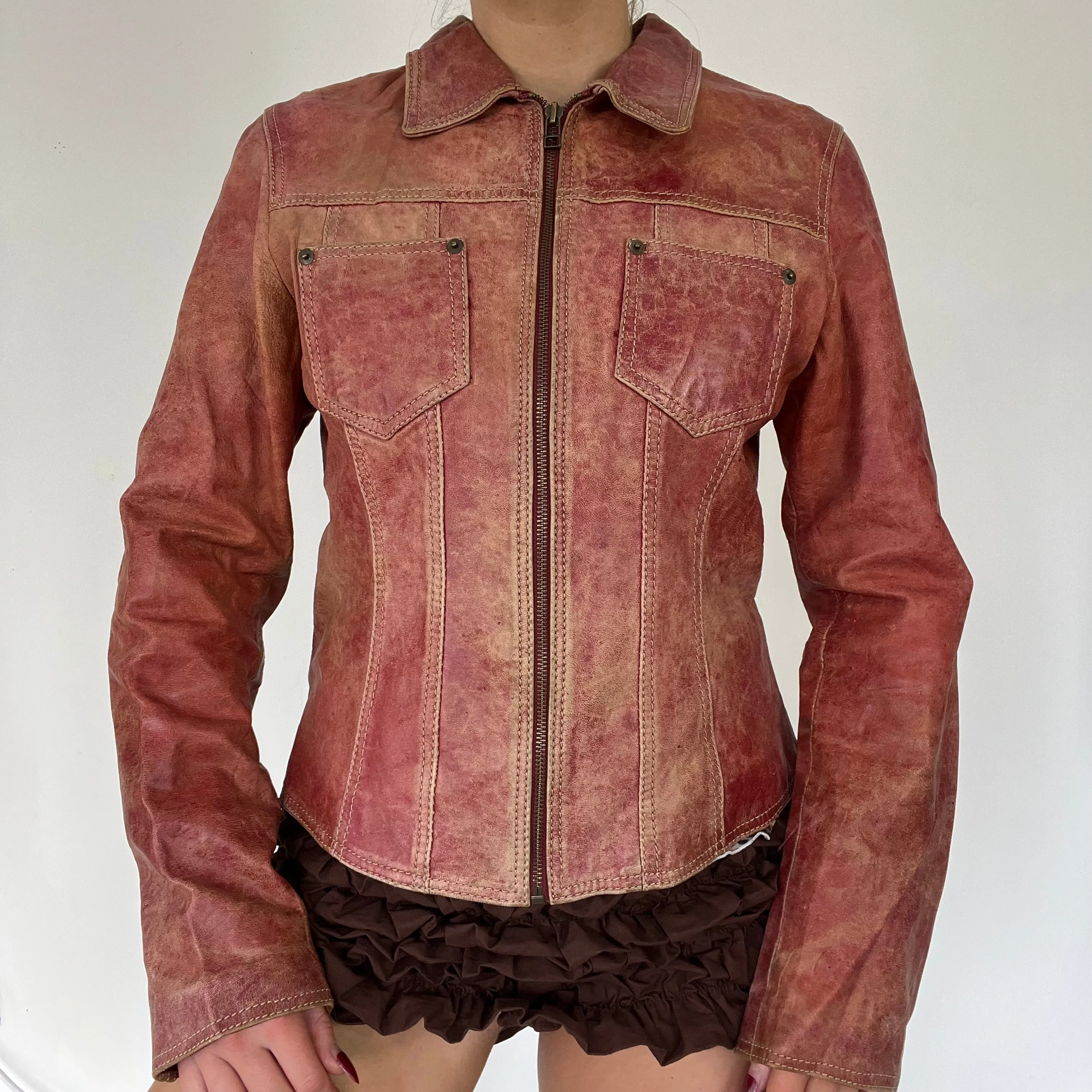 90s real leather jacket - Size S/M