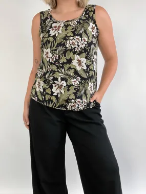 90s Vintage Morgan Taylor Floral Silk Tank Top (M)