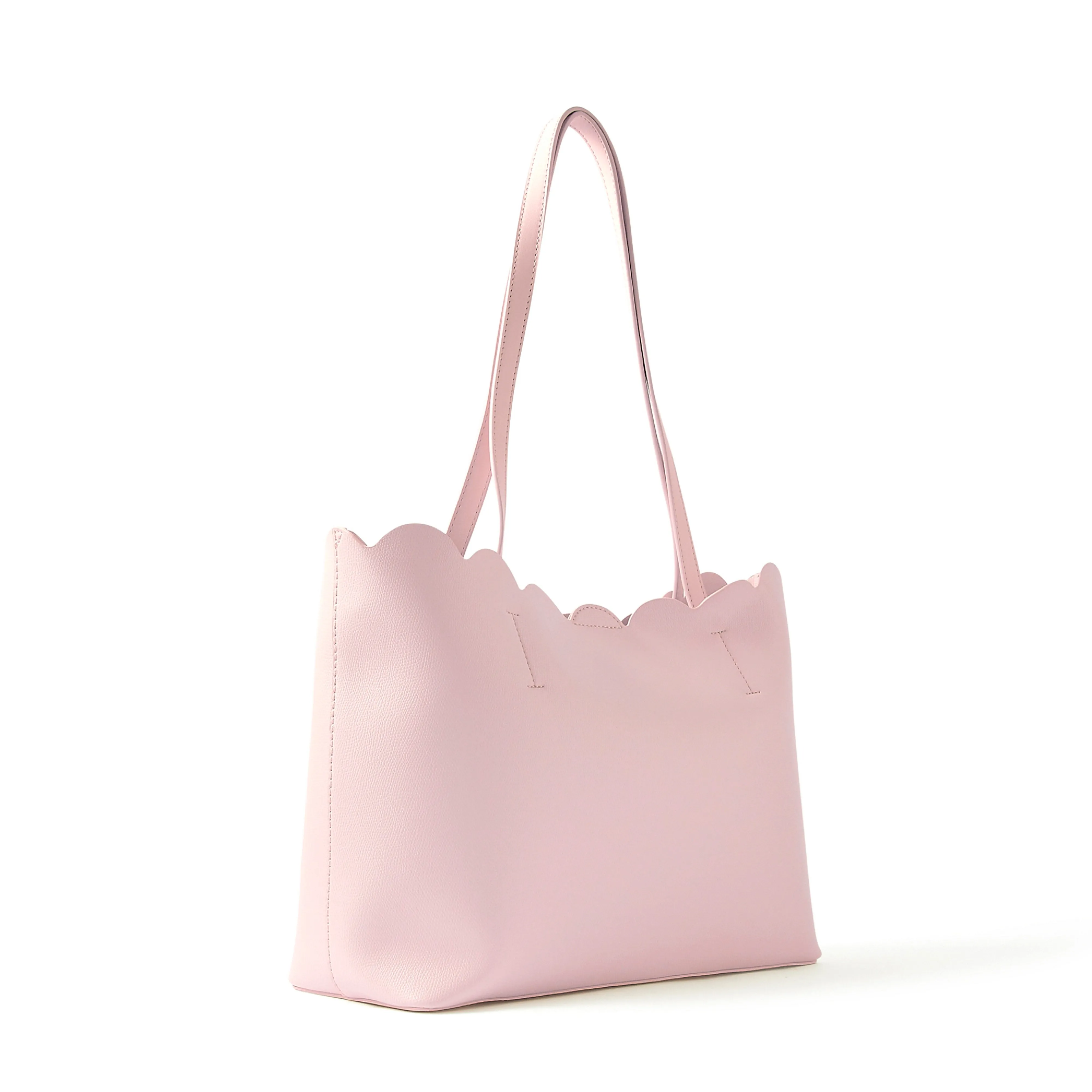 Accessorize London Women's Faux Leather Pink Leo Scallop Tote bag