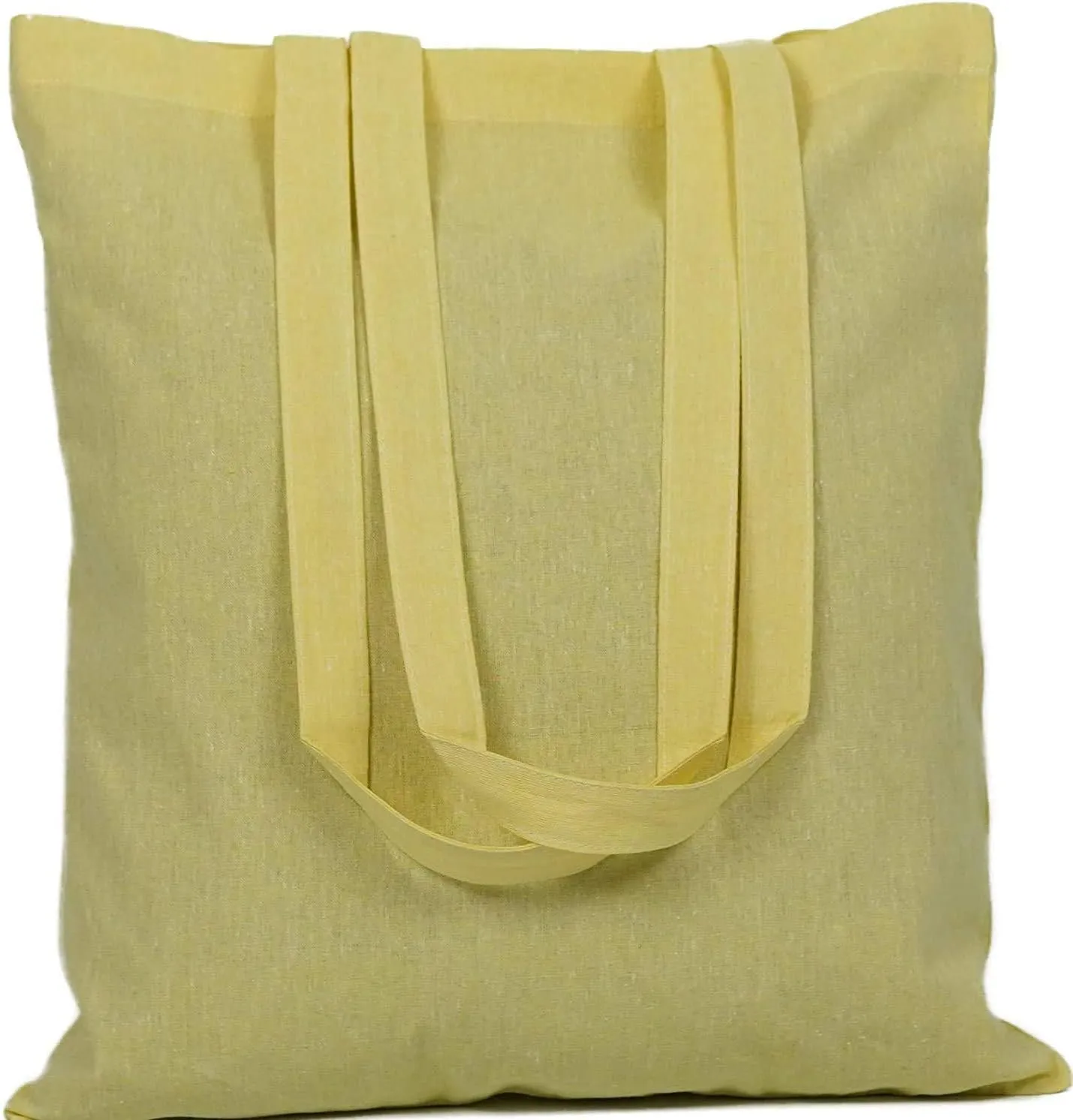 ATMOS GREEN 20 pack 15 X 16 inch with long handle ASSORTED Colors 5.5 oz Recycled cotton canvas reusable grocery bags eco friendly super strong MADE in INDIA