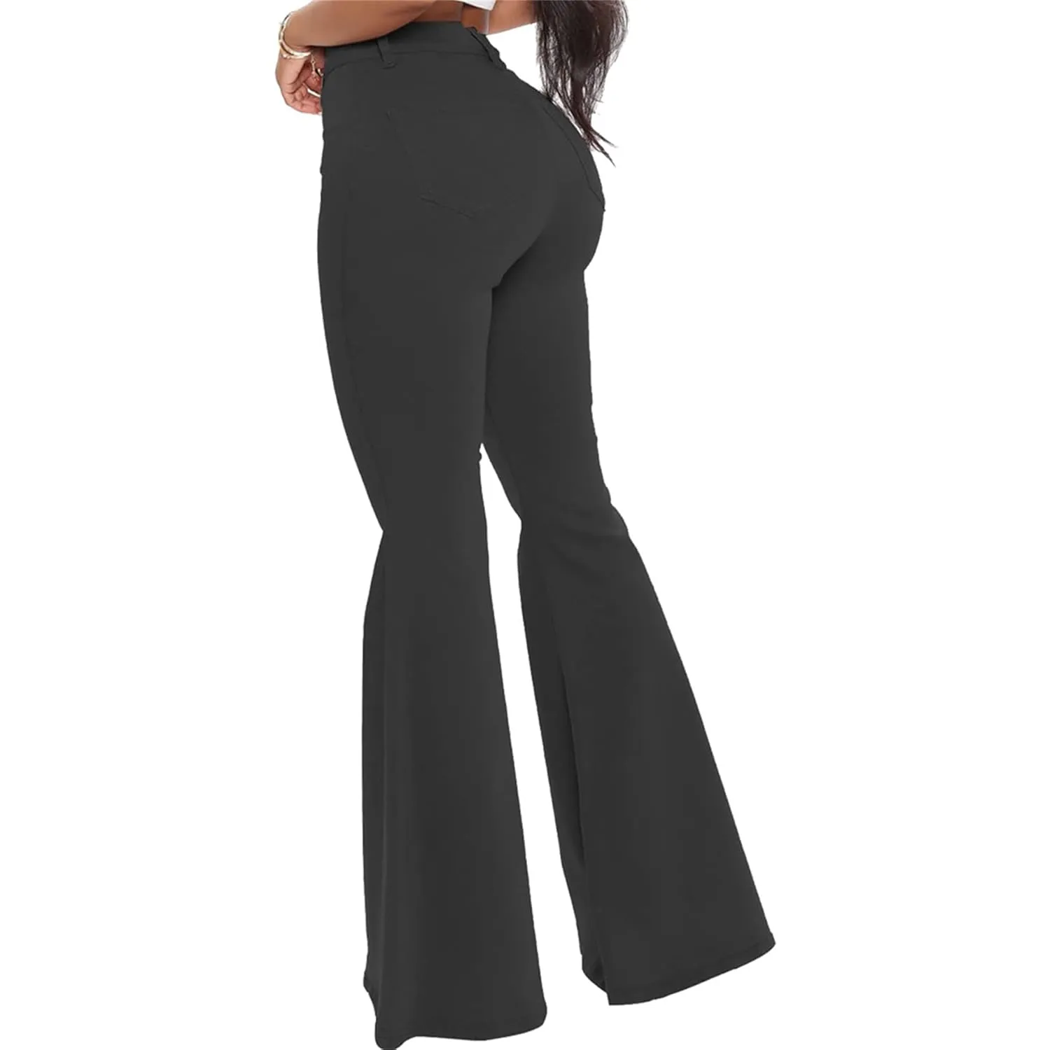 Bell Bottom Jeans for Women High Waisted Raw Hem Flared Jeans Stretch Slimming Wide Leg Flared Denim Pants (Medium,Black)