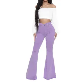 Bell Bottom Jeans for Women High Waisted Raw Hem Flared Jeans Stretch Slimming Wide Leg Flared Denim Pants (Medium,Purple)