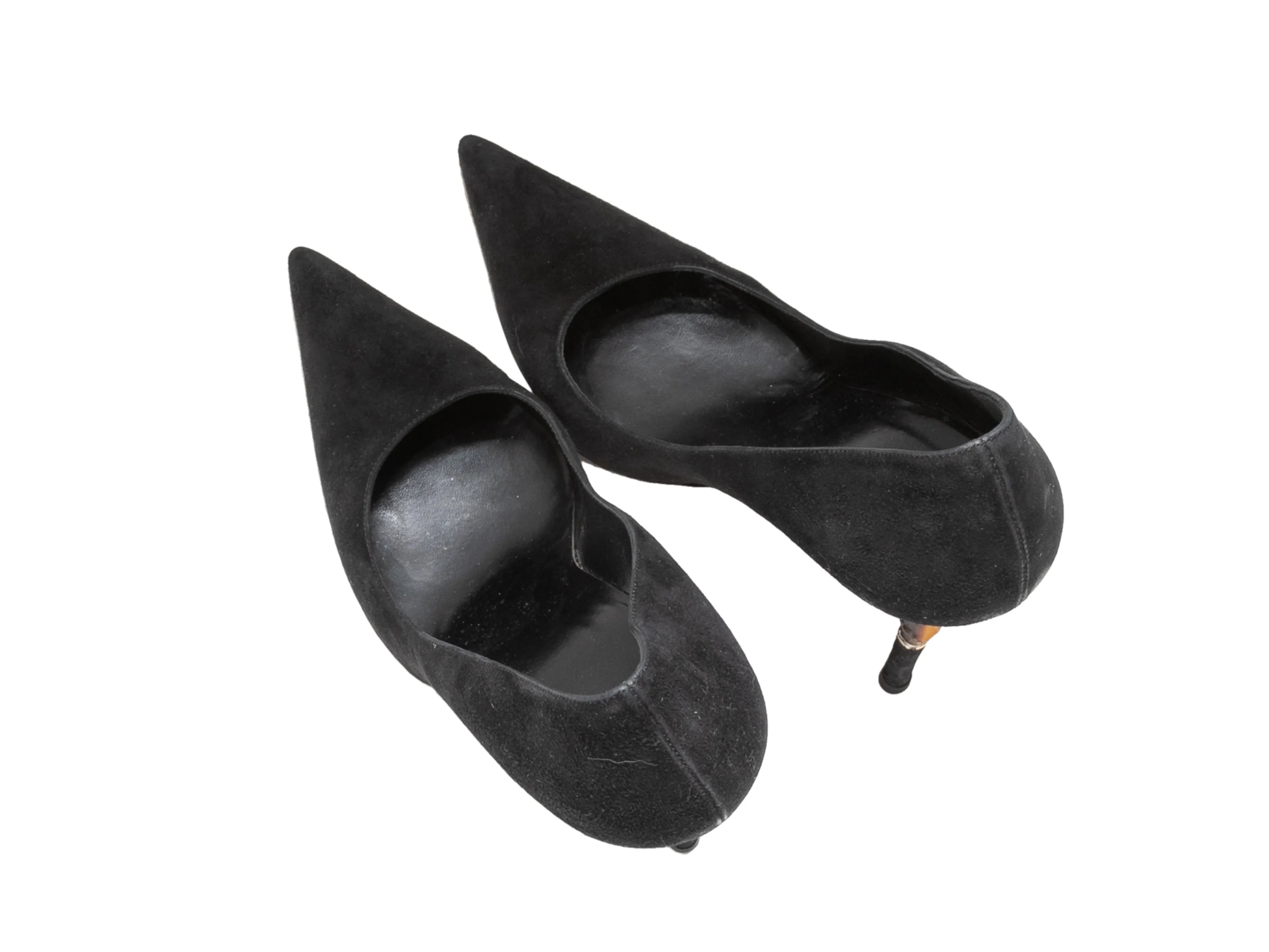 Black Gucci Suede Pointed-Toe Bamboo Heels Size 10B