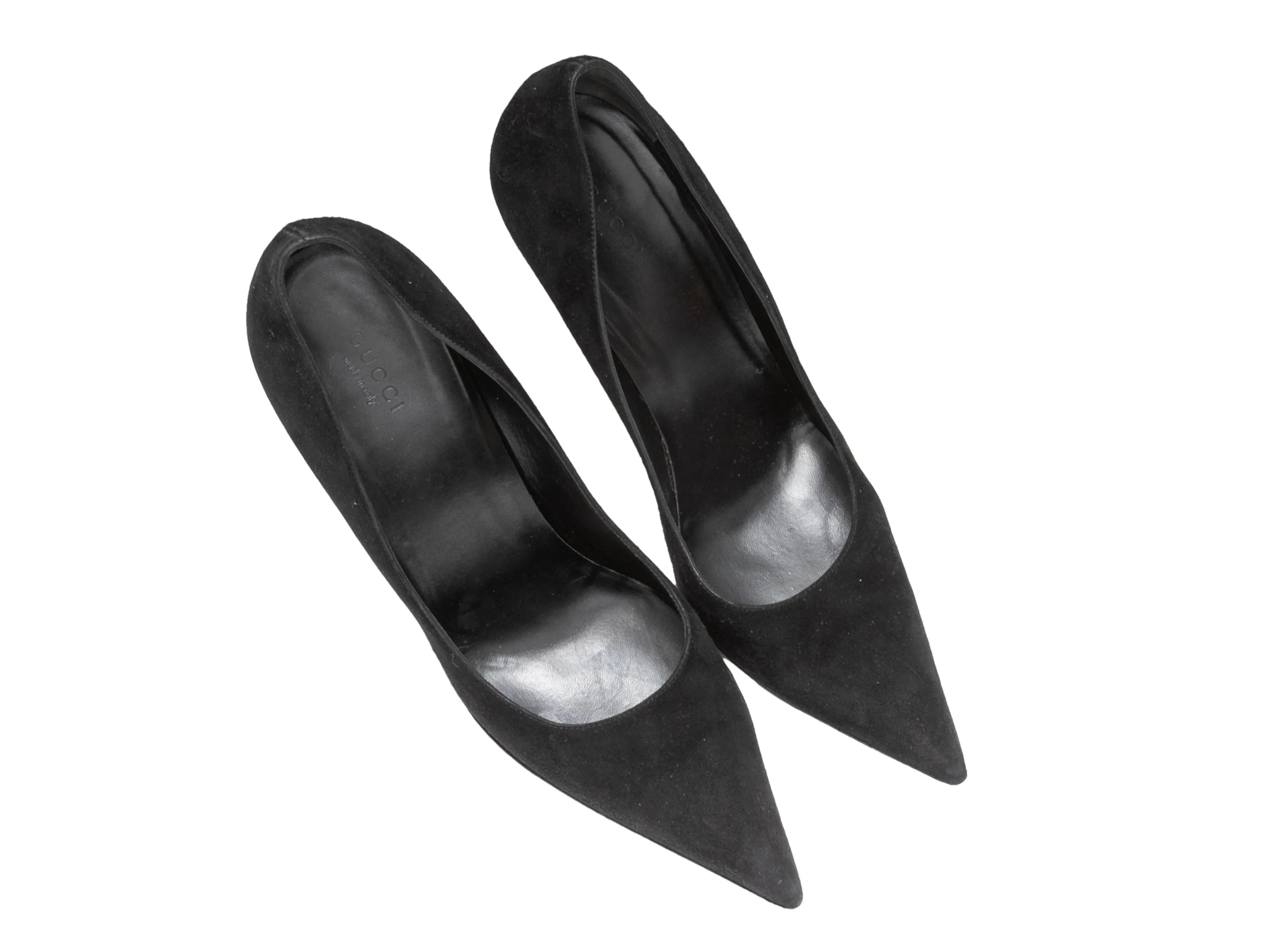 Black Gucci Suede Pointed-Toe Bamboo Heels Size 10B