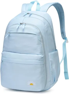 Caran·Y 38L Waterproof Kids Backpack for Boys & Girls 6-18 Yrs-Lightweight School Bookbag with 15.6" Laptop Compartment,Side Water Bottle Pockets,Durable Travel Backpack(Aqua Blue)