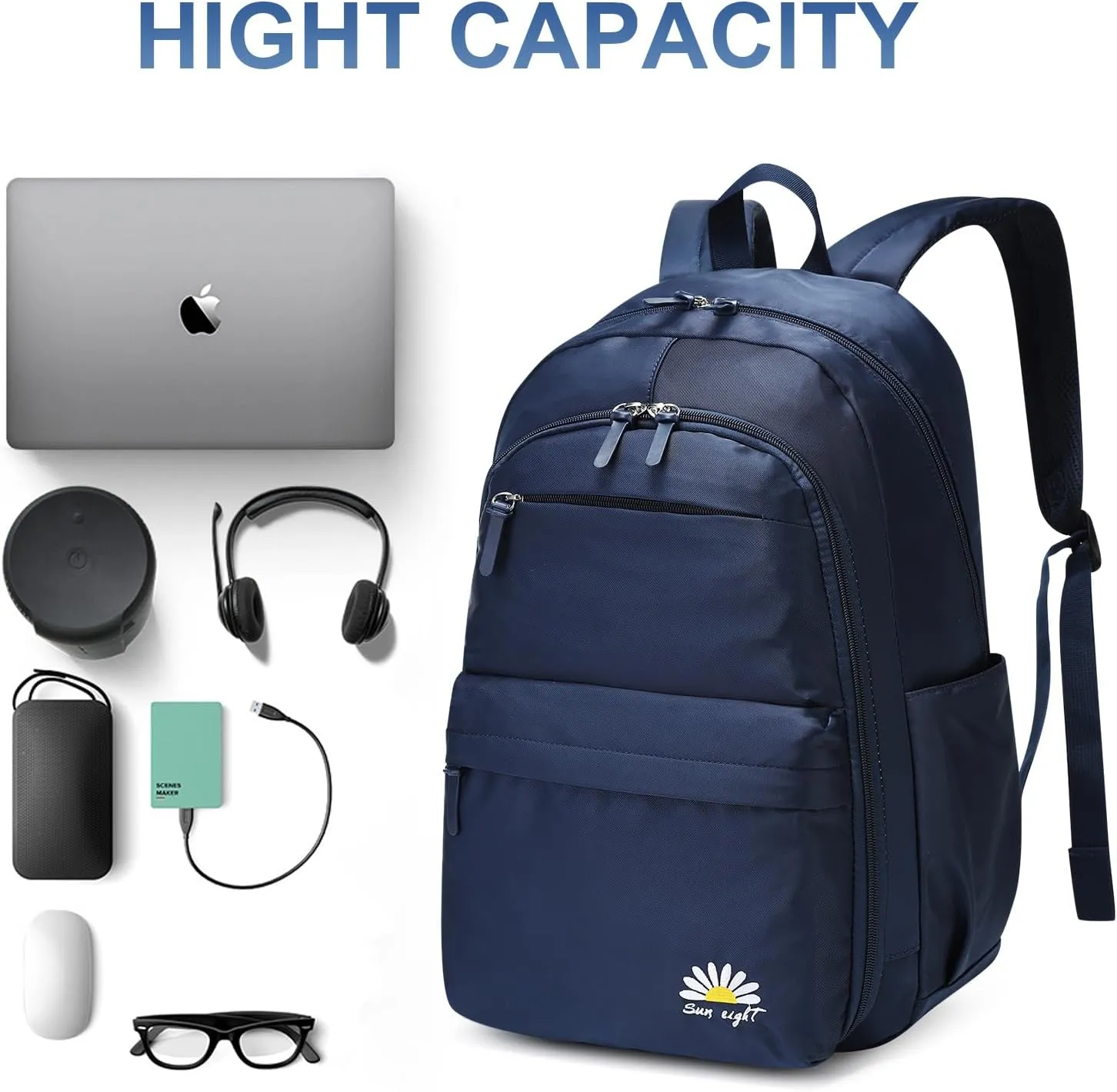 Caran·Y 38L Waterproof Kids Backpack for Boys & Girls 6-18 Yrs-Lightweight School Bookbag with 15.6" Laptop Compartment,Side Water Bottle Pockets,Durable Travel Backpack(Blue)