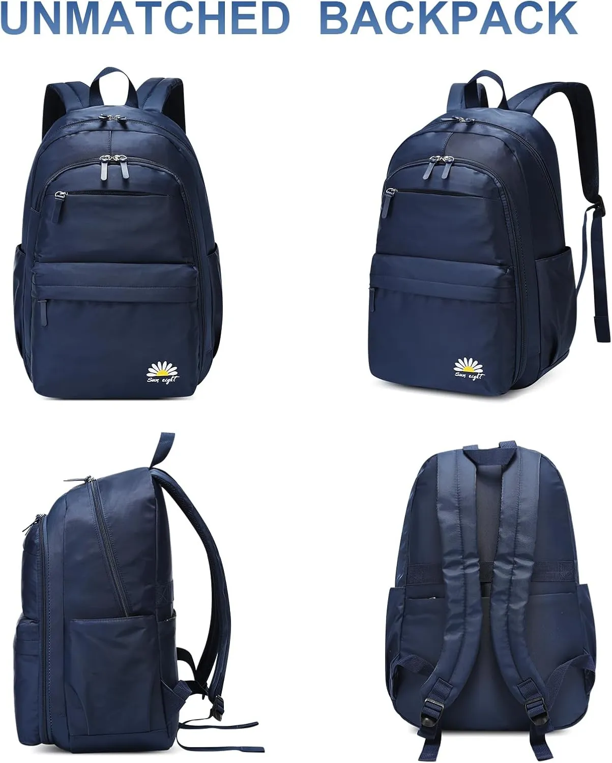 Caran·Y 38L Waterproof Kids Backpack for Boys & Girls 6-18 Yrs-Lightweight School Bookbag with 15.6" Laptop Compartment,Side Water Bottle Pockets,Durable Travel Backpack(Blue)