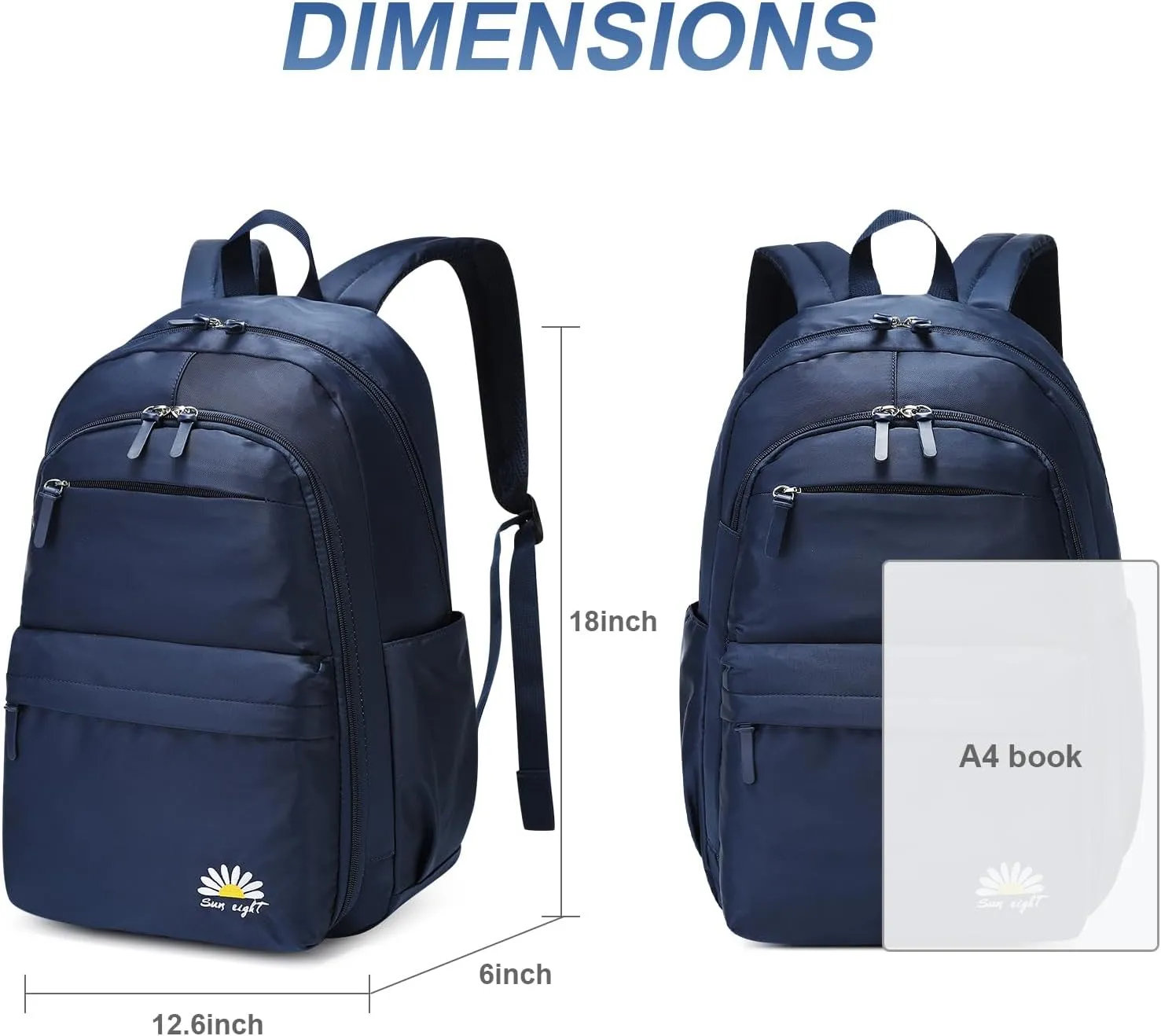 Caran·Y 38L Waterproof Kids Backpack for Boys & Girls 6-18 Yrs-Lightweight School Bookbag with 15.6" Laptop Compartment,Side Water Bottle Pockets,Durable Travel Backpack(Blue)
