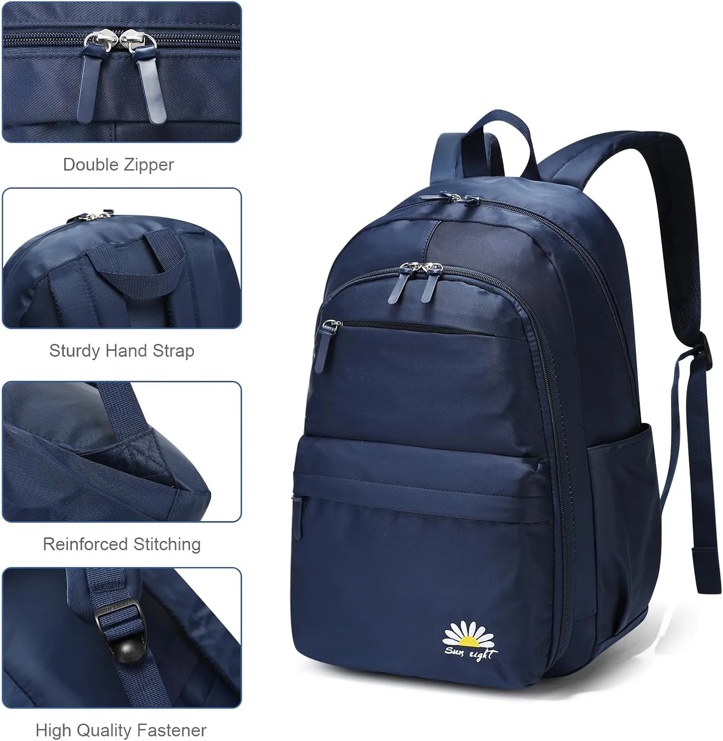 Caran·Y 38L Waterproof Kids Backpack for Boys & Girls 6-18 Yrs-Lightweight School Bookbag with 15.6" Laptop Compartment,Side Water Bottle Pockets,Durable Travel Backpack(Blue)