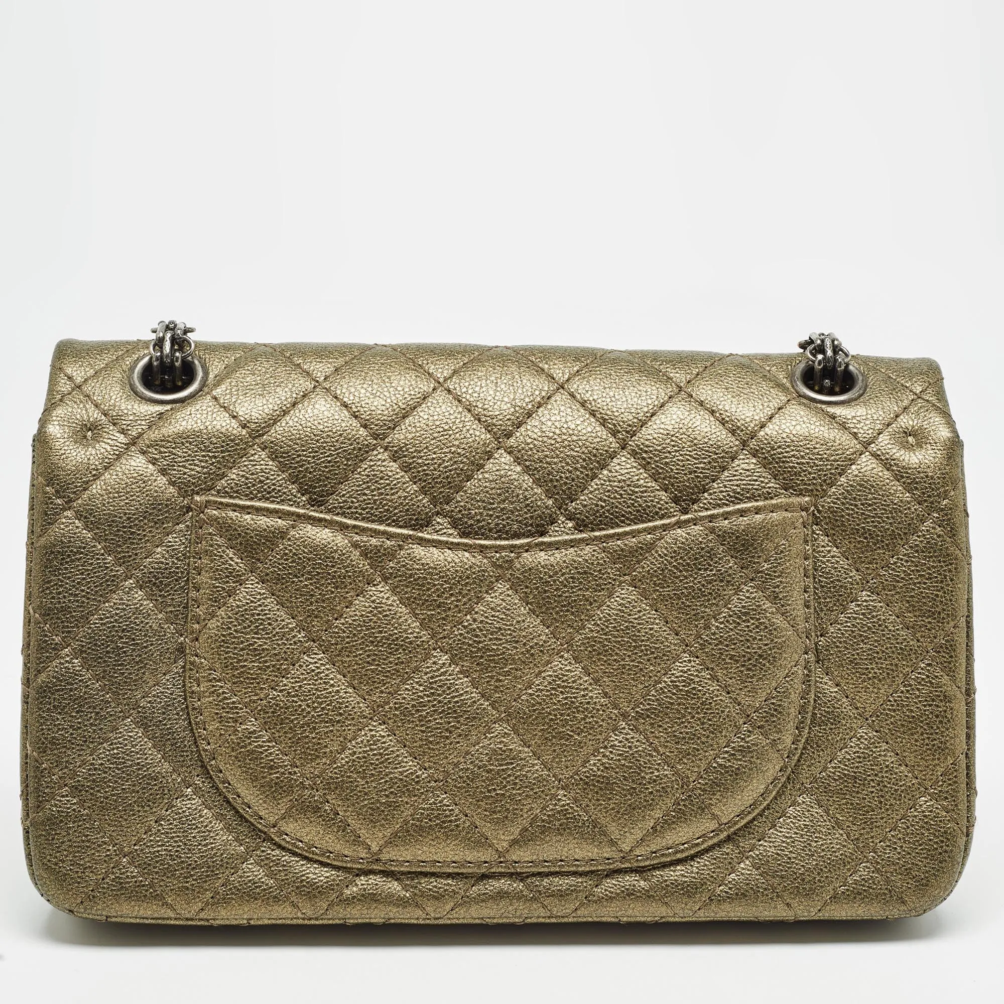 CHANEL Metallic Green Quilted Leather 2.55 Reissue 225 Flap Bag