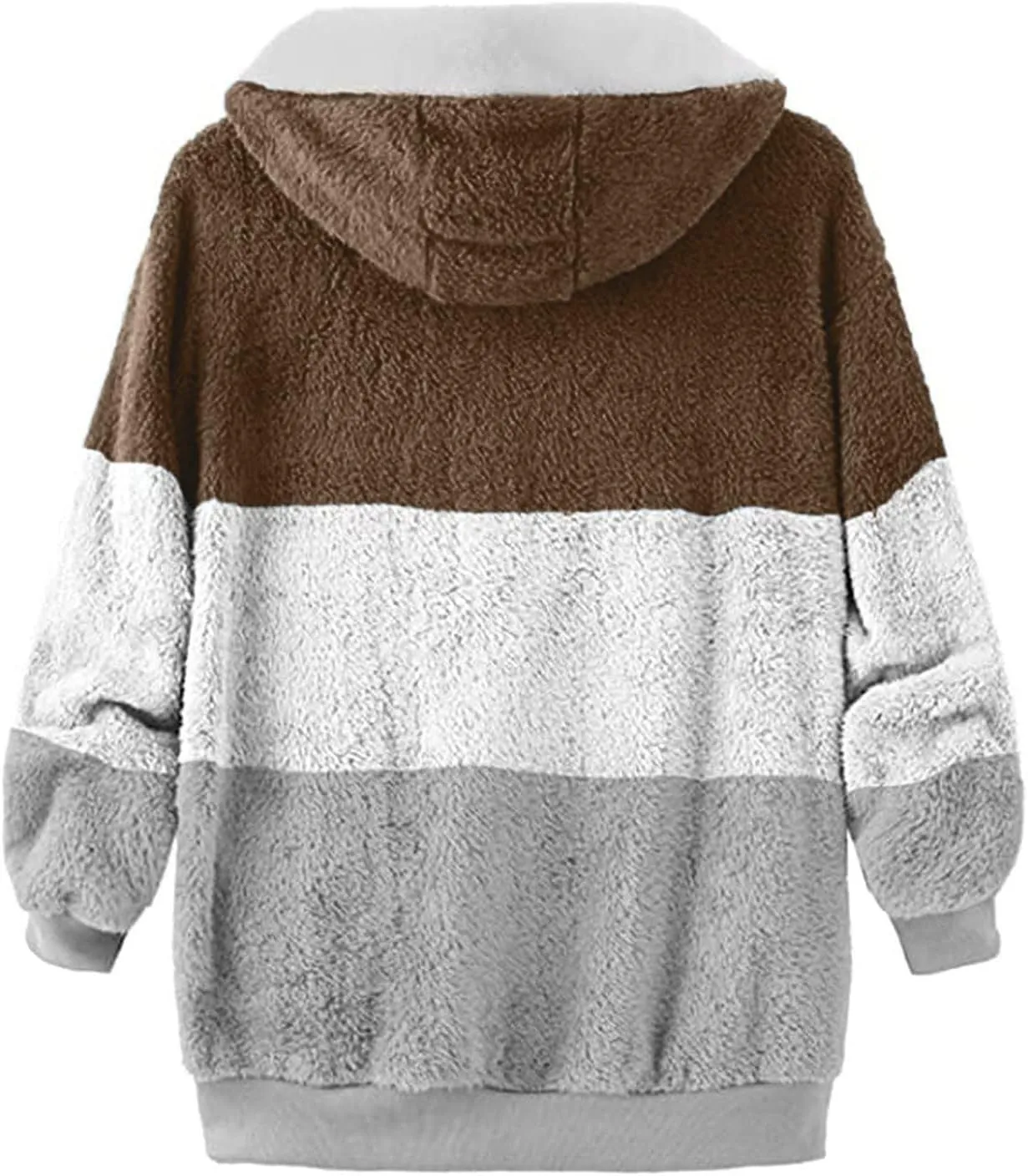 COTECRAM Winter Coats for Women 2023 Casual Plus Size Fleece Jacket Color Block Zip Up Hoodies Coat Outwear with Pockets