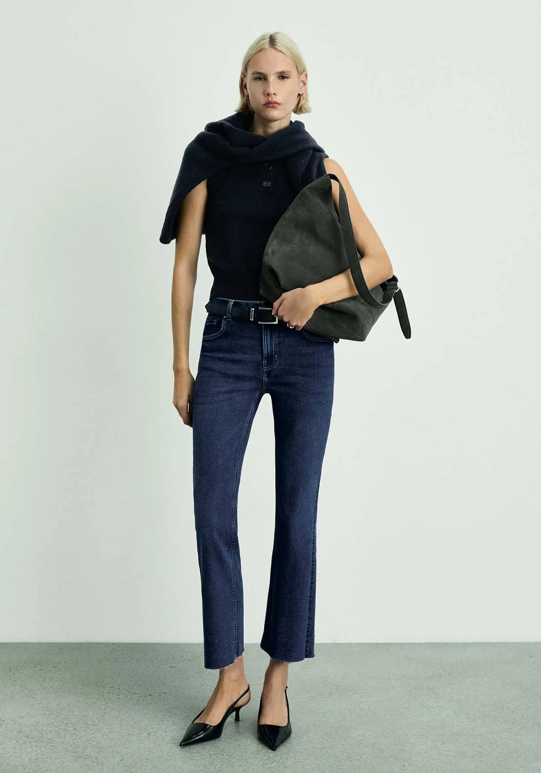 Crop flared jeans - Open Blue