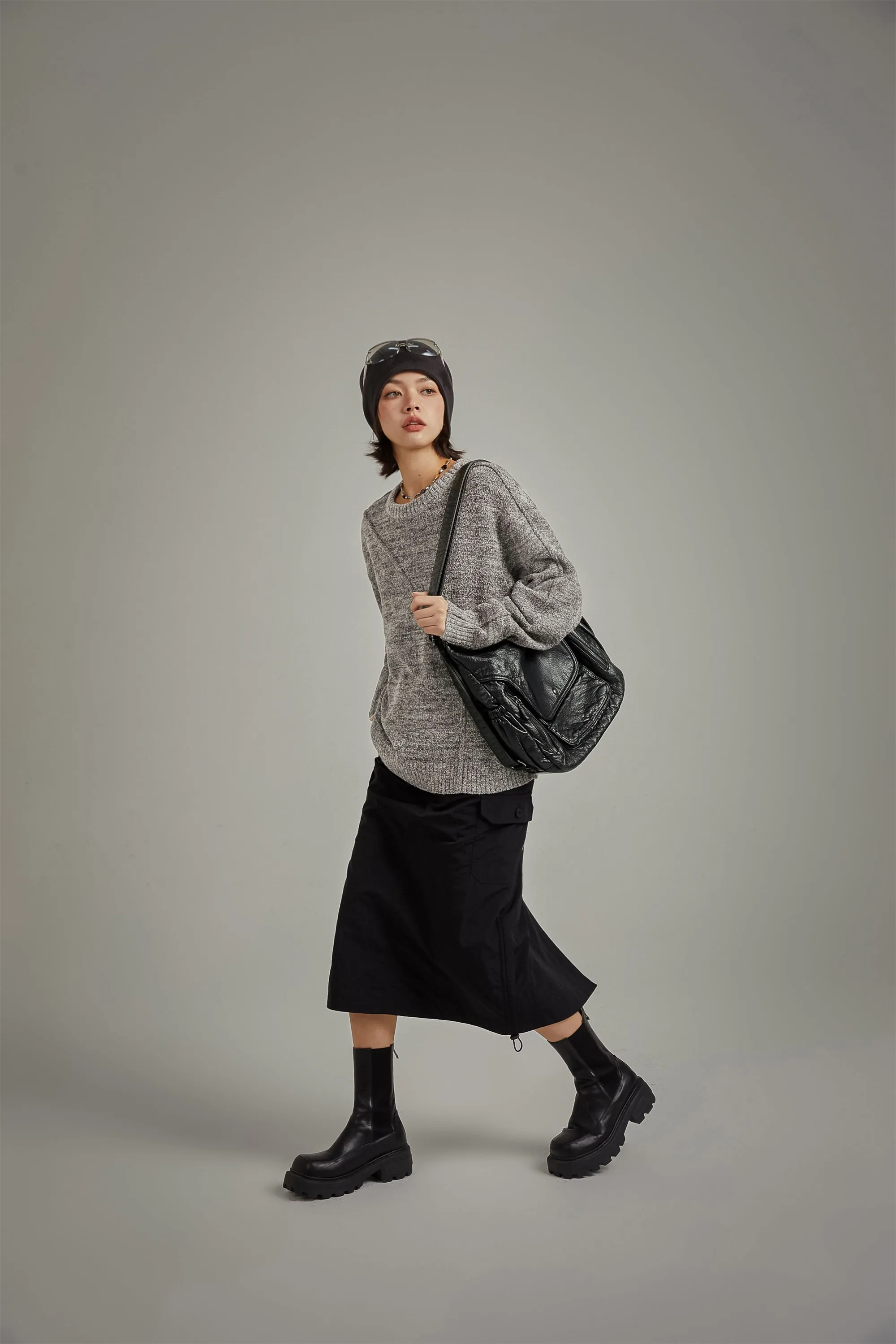 Diagonal Boxy Knit Sweater