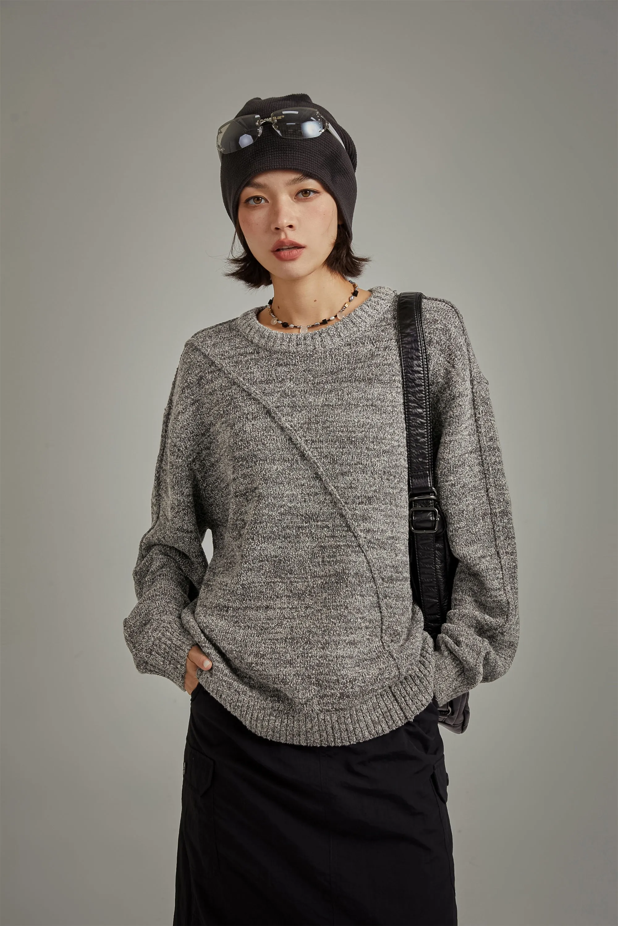 Diagonal Boxy Knit Sweater