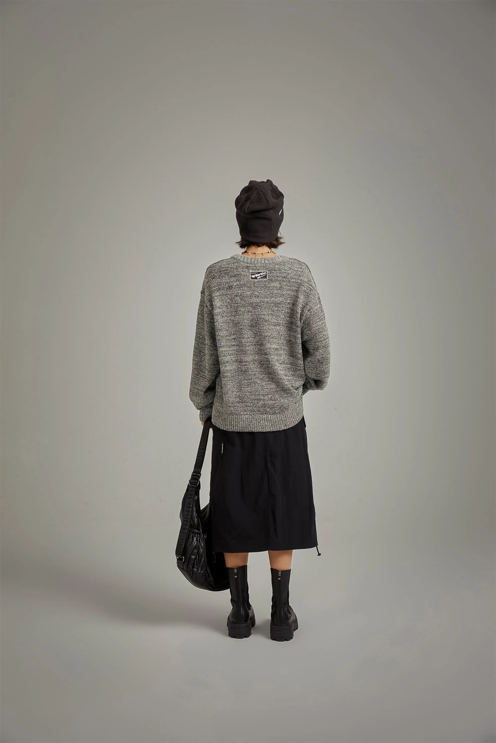 Diagonal Boxy Knit Sweater