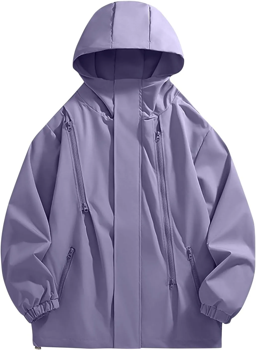 Finelylove Mens Rain Jacket Waterproof Lightweight Hooded Windbreaker Distressed Softshell Jackets Raincoat for Hiking