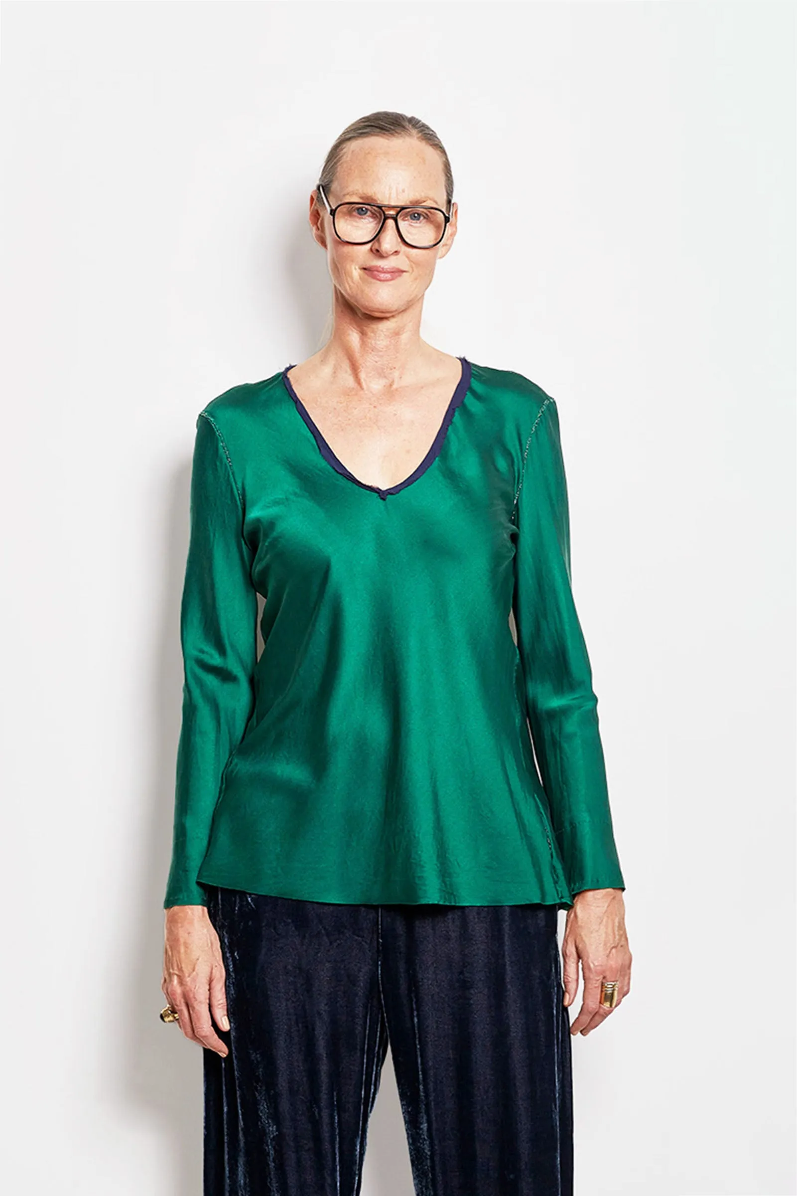 gloss silk satin top