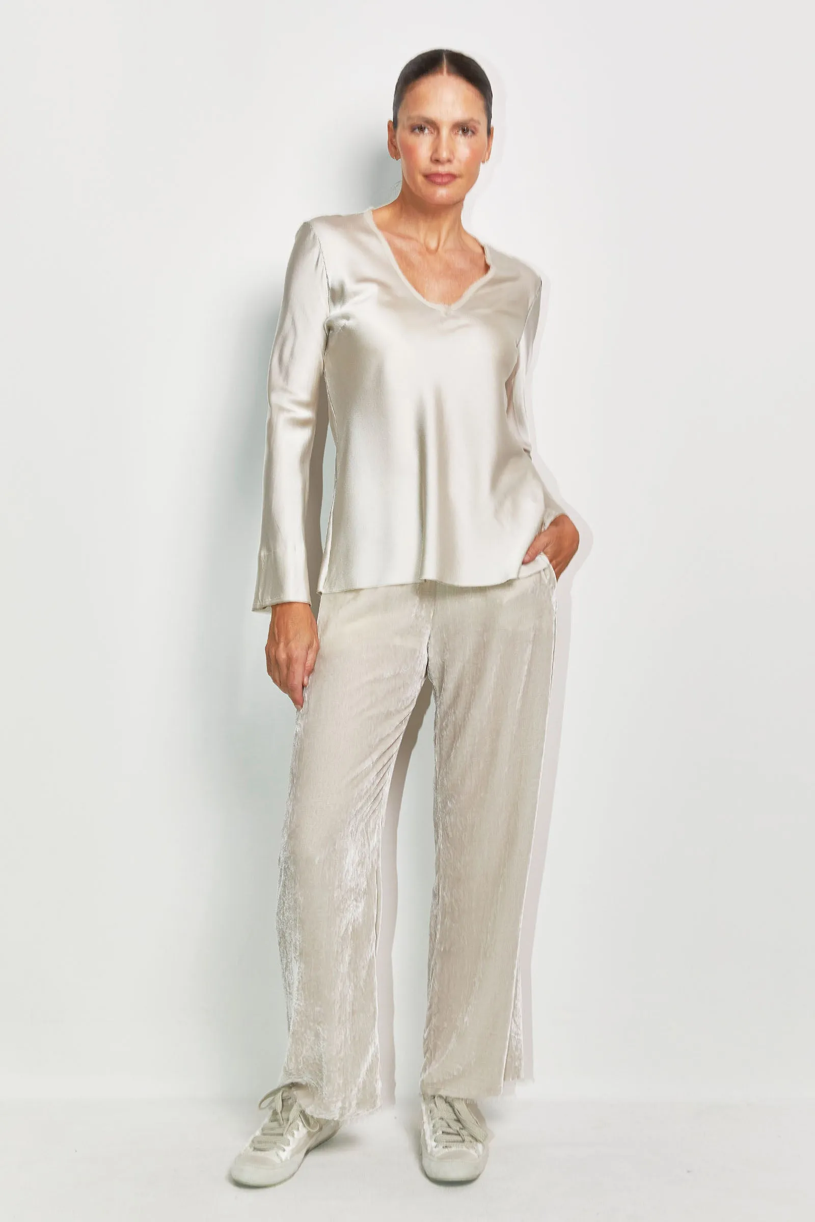 gloss silk satin top