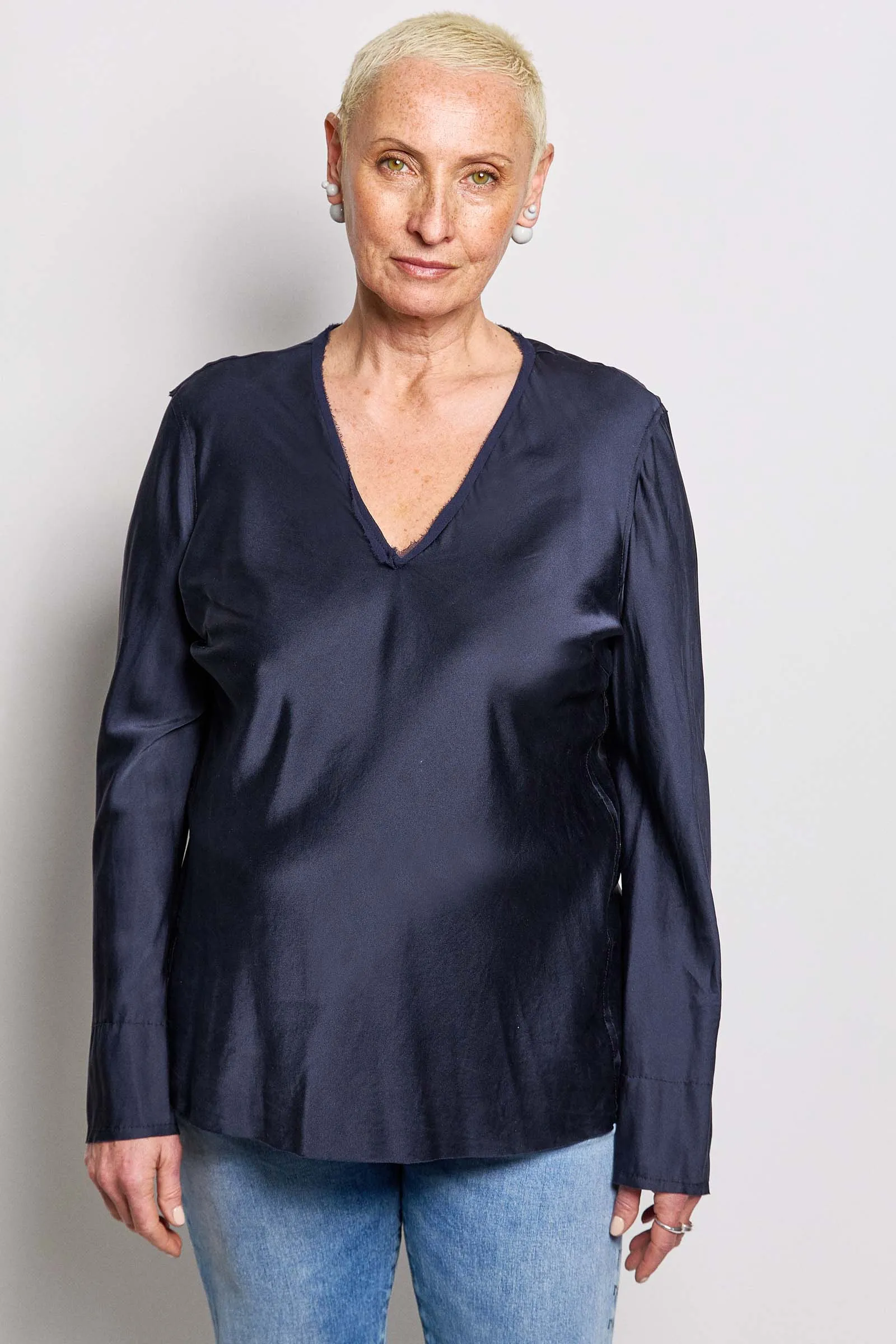 gloss silk satin top