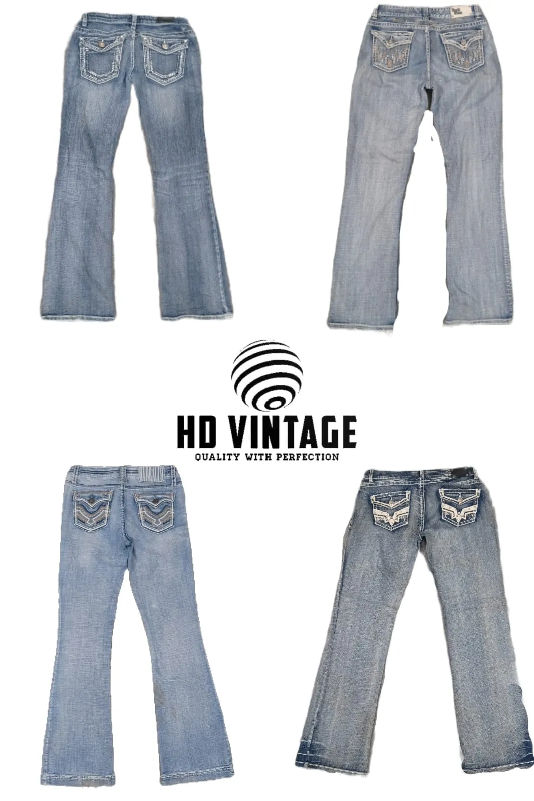 HD220 Ladies Y2K Embellished Flared Jeans - 15 pcs