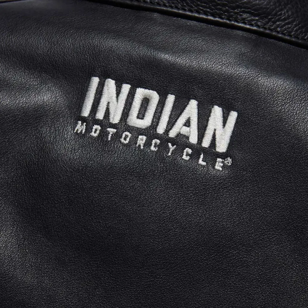 Indian Motorcycle  Mens Cafe Leather Jacket Warm Soft Comfortable Durable Black
