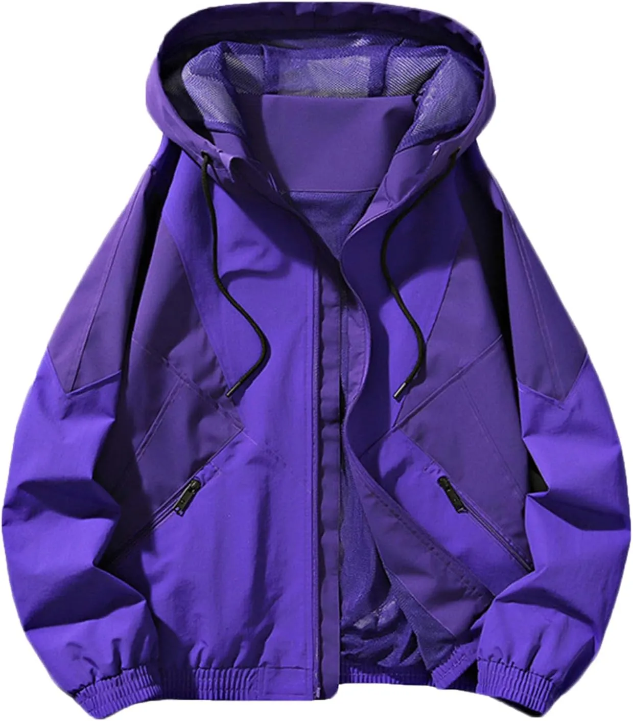 Jackets for Men Loose Hooded Windbreaker Outdoor Waterproof Windproof Rain Jackets Plus Size Soild Hiking Raincoats