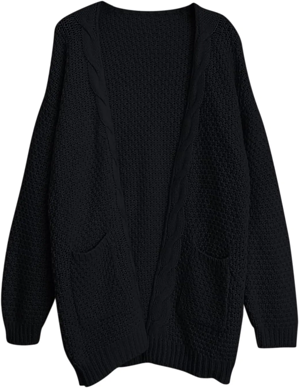 Knit Casual Cardigan Sweaters for Women Loose Open Front Warm Chunky with Pockets Plus Size Women's Cardigan Sweaters