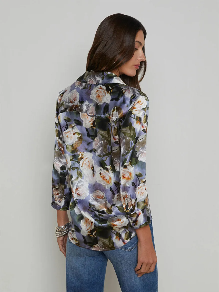 L'Agence Dani Blouse in Multi Distressed Floral
