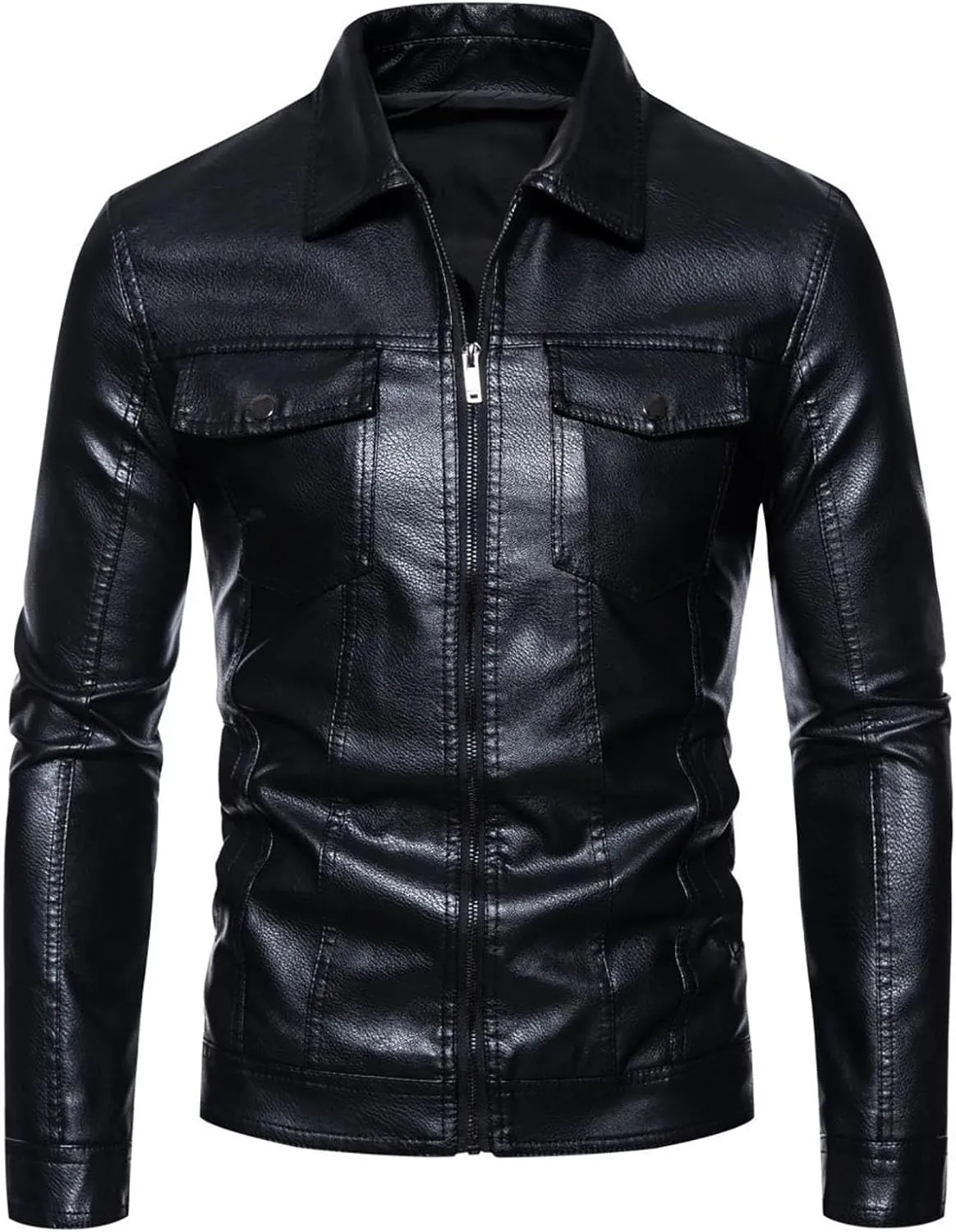 Leather Jacket Men Fleece Lined Motorcycle Jacket Waterproof Biker Jacket Plus Size Winter Coat Casual Moto Jacket