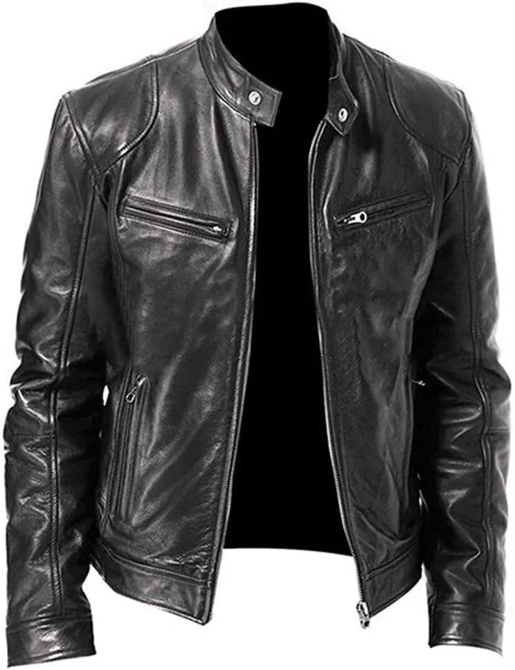 Leather Jacket Mens Club Coat Vintage Autumn Winter Men Jacket Collar Men's Coats Jackets Mens Jacket Lightweight