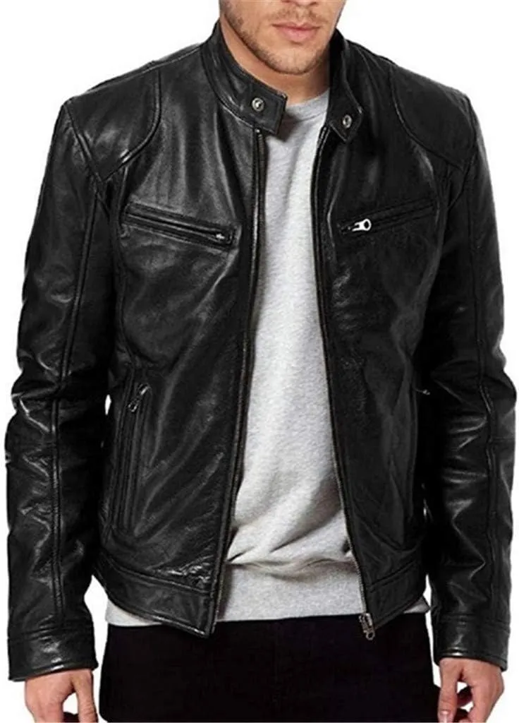 Leather Jacket Mens Club Coat Vintage Autumn Winter Men Jacket Collar Men's Coats Jackets Mens Jacket Lightweight