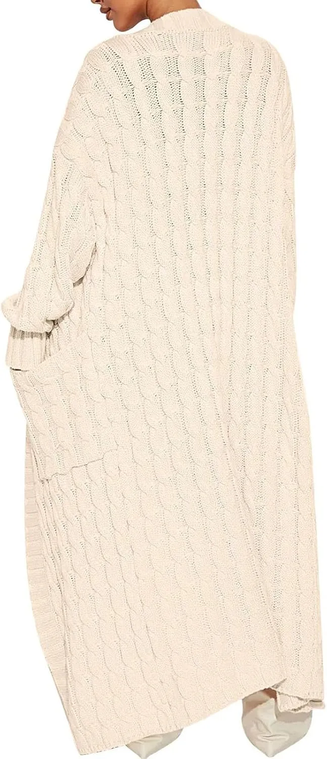Long Cable Knit Hooded Cardigans for Women 2024 2024 Fall Long Sleeve Sweaters Button Up Cable Knit Sweater Coats