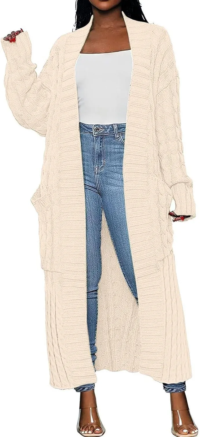 Long Cable Knit Hooded Cardigans for Women 2024 2024 Fall Long Sleeve Sweaters Button Up Cable Knit Sweater Coats
