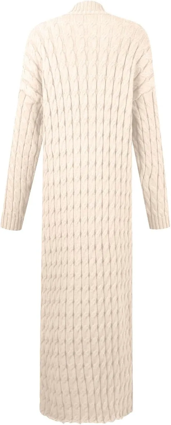 Long Cable Knit Hooded Cardigans for Women 2024 2024 Fall Long Sleeve Sweaters Button Up Cable Knit Sweater Coats