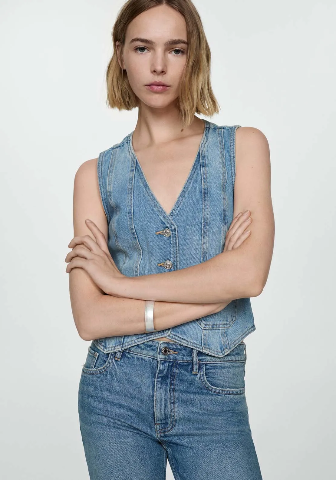 Medium-rise flared jeans - Open Blue