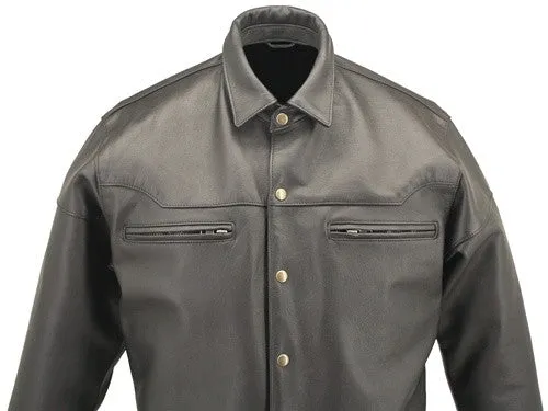Mens Made in USA Black Or Brown Naked Leather Motorcycle Shirt