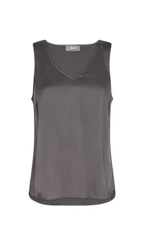 Mos Mosh V Neck Silk Tank in Grey