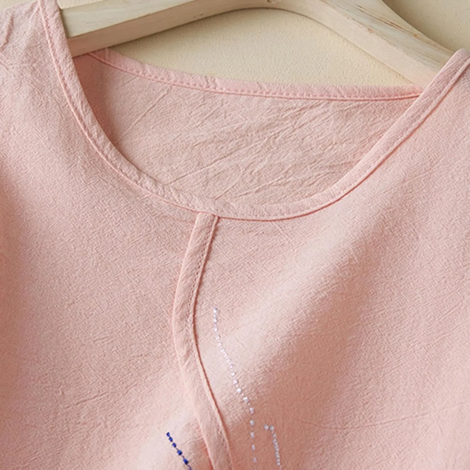 Ruziyoog Cotton Linen Tank Tops for Women Round Neck Sleeveless Summer Blouse Casual Loose Solid Color Tee Shirts