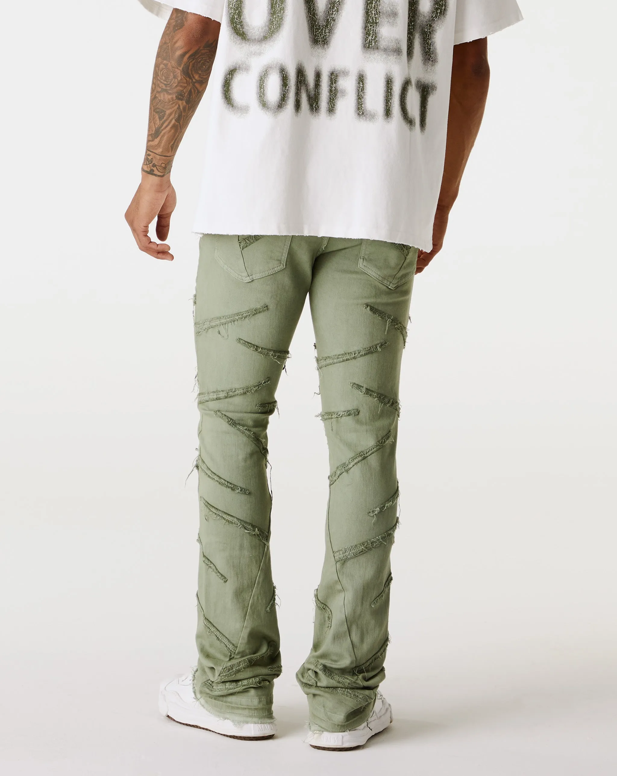 Saber Sea Blue Flared Stacked Jean