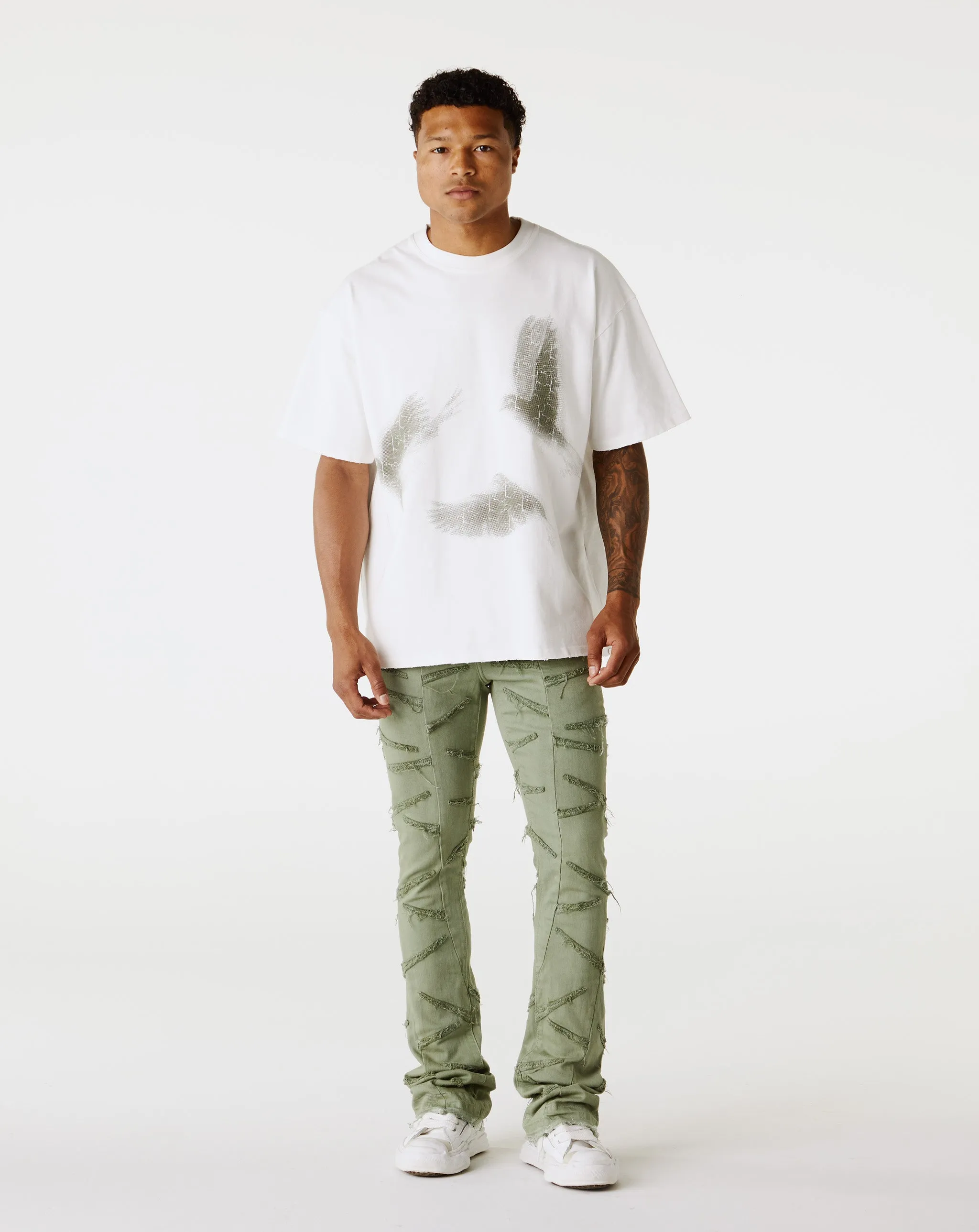 Saber Sea Blue Flared Stacked Jean