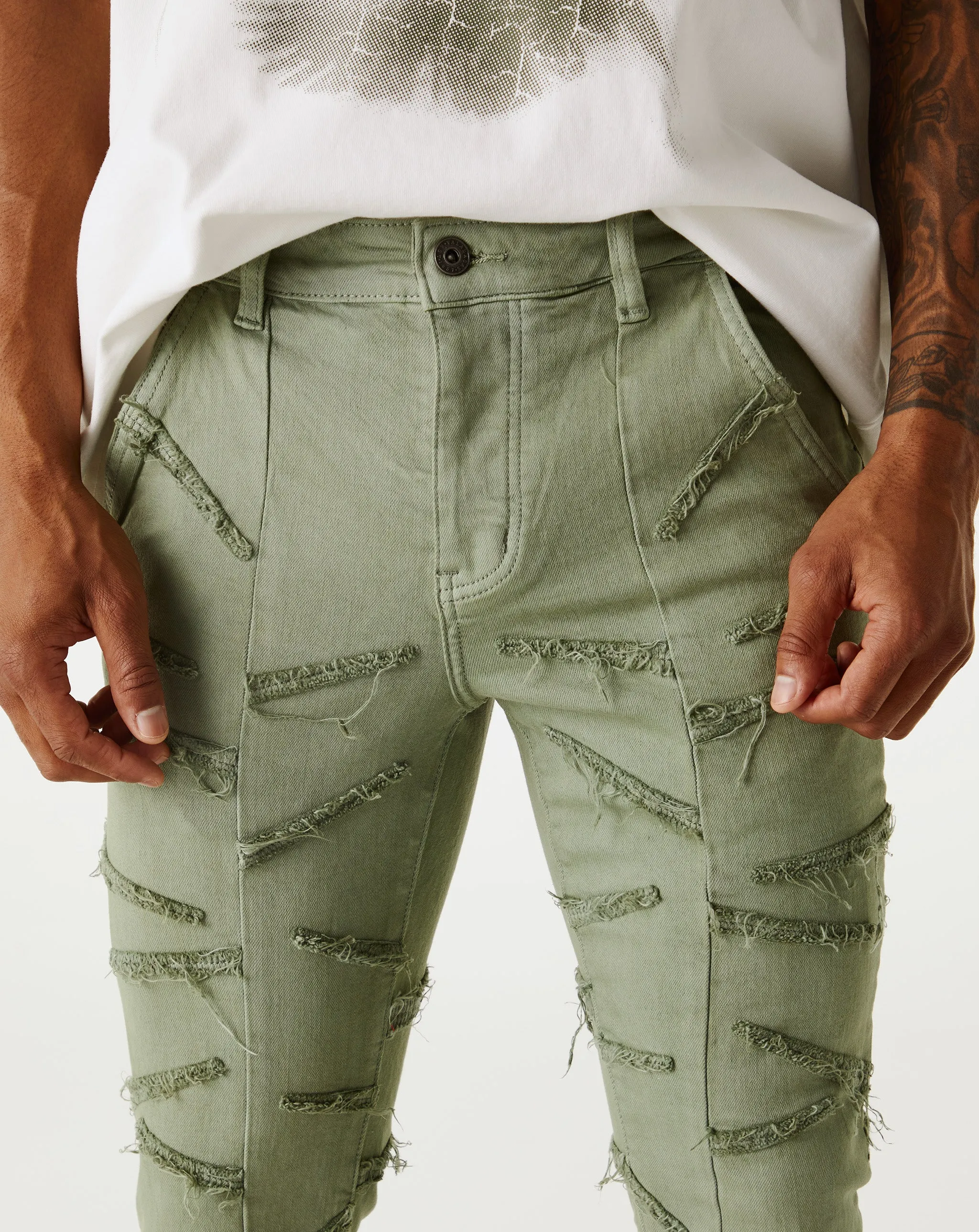 Saber Sea Blue Flared Stacked Jean