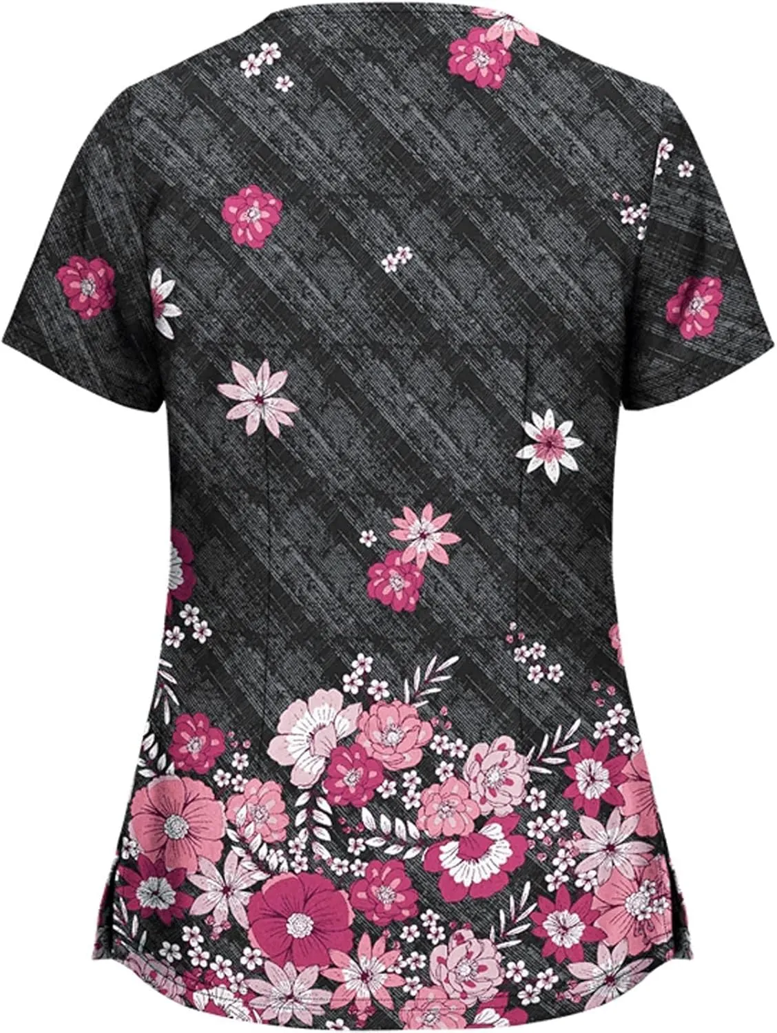 Scrub Tops Women,Women V Neck Nurse Uniforms Plus Size Cute Scrubs Floral Print Gifts Tops with Pockets