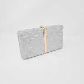Silver Metallic Box Clutch Bag