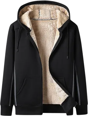 Unisex Sweatshirt Women/Men Plus Size Fleece Lining Hoodie Coat Fall Winter Warm Zipper Hooded Outwear Sport Jacket
