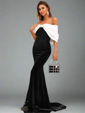 White Bow Sleeves Dress_Black