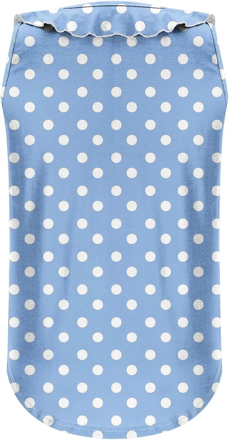 Women Polka Dot Summer Tank Tops, Sleeveless Ruffle Trim V-Neck Casual Vacation Shirts Soft Comfy Loose Daily Clothes