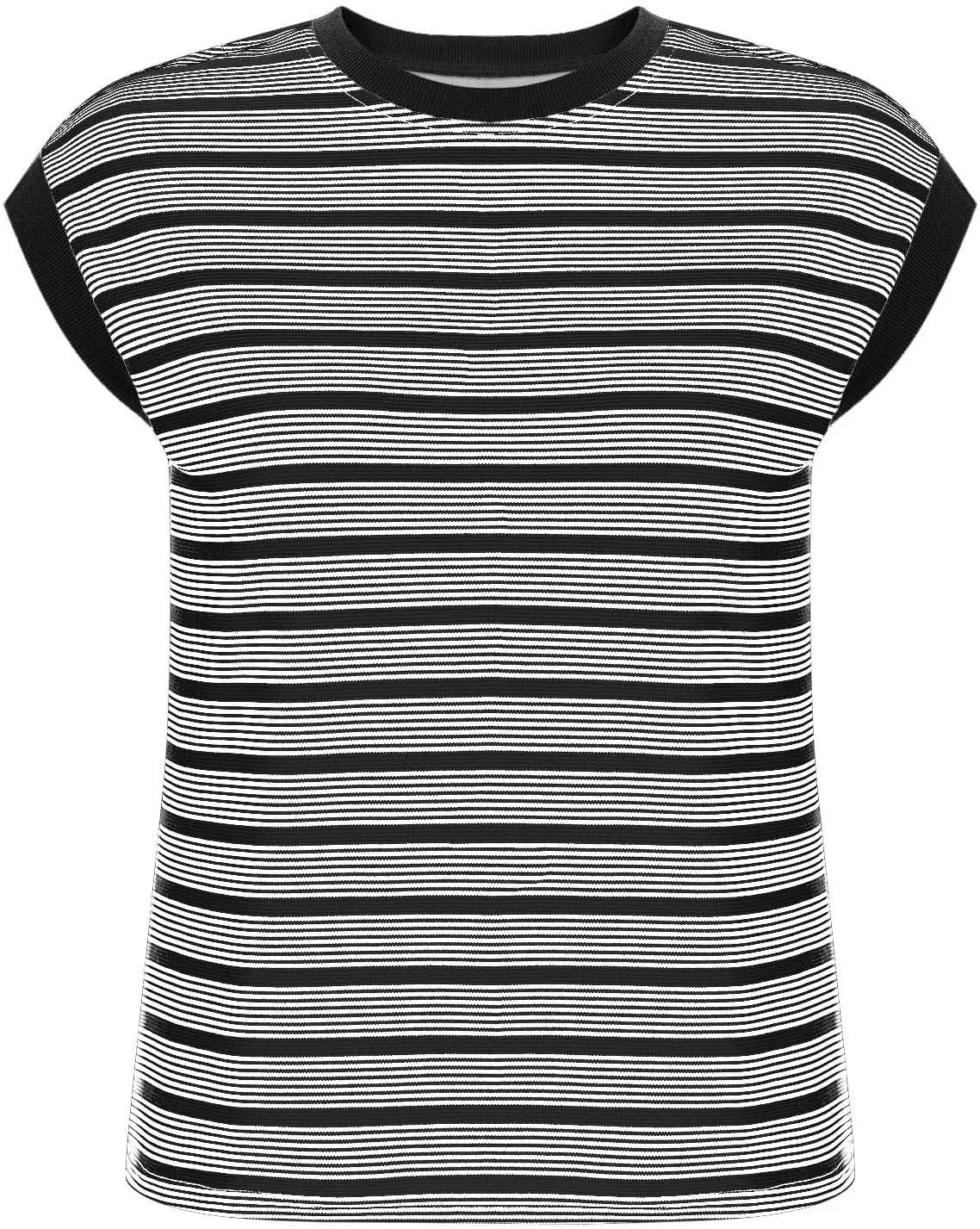 Women's Striped Knit Summer Tank Tops, Fashion Loose Cap Sleeve Casual Shirts Going Out Trendy Clothes